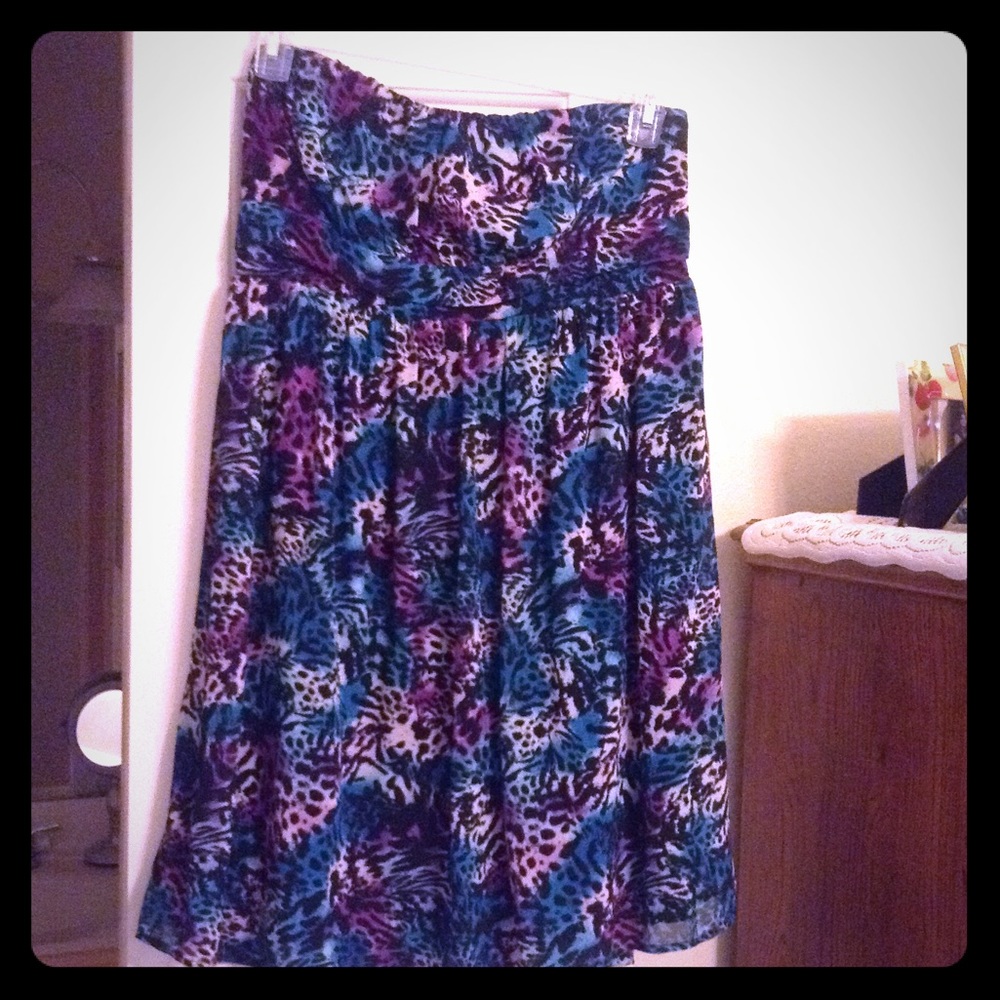 Torrid Strapless Multi Color Dress